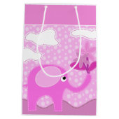 ベビーピンクの象と花 ミディアムペーパーバッグ (裏面)