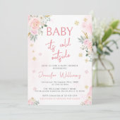 ベビーピンクの赤ちゃんシャワーの外が寒い 招待状 (スタンド正面)