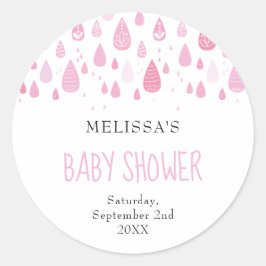 ベビーピンクの雨滴 ベビーシャワー ラウンドシール