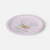 ベビーピンクウォーターカラーフローラバニーイヤーイースター ペーパープレート (アングル)
