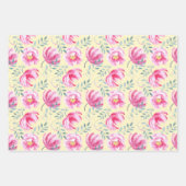 ベビーピンクウォーターカラー英語バラ ラッピングペーパーシート (正面3)