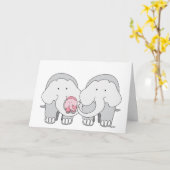 ベビーピンクエレファントカード カード (黄色い花)