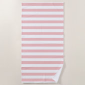 ベビーピンクカラーストライプズバケーションサマーパステル ビーチタオル (正面)