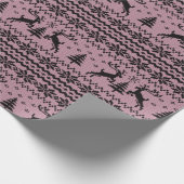 ベビーピンクガールトナカイのセーター見たクリスマス ラッピングペーパー (角)