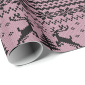 ベビーピンクガールトナカイのセーター見たクリスマス ラッピングペーパー (ロールコーナー)