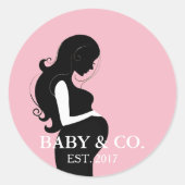 ベビーピンクガール赤ちゃんシャワー散水パーティー ラウンドシール (正面)