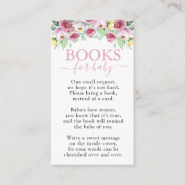 ベビーピンクガール赤ちゃんシャワー用の本 エンクロージャーカード