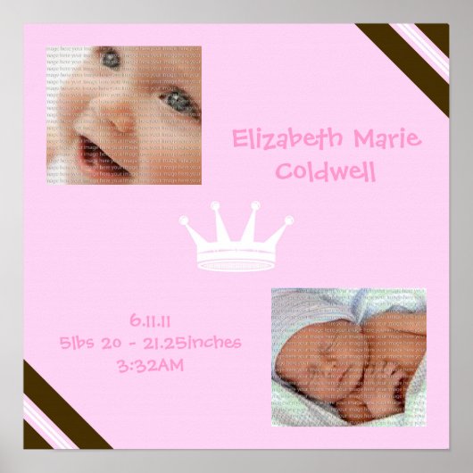 ベビーピンククイーンコラージウォールアートポスター ポスター (正面)