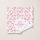 ベビーピンククリスマスウィンターミッテンス&ハッツモノグラム バスタオルセット (ウォッシュタオル)