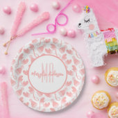 ベビーピンククリスマスウィンターミッテンス&ハッツモノグラム ペーパープレート (パーティー)