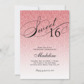 ベビーピンクグラムグリッタースウィート16 招待状 (正面)