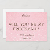 ベビーピンクグリッター私の花嫁になる 招待状 (正面/裏面)