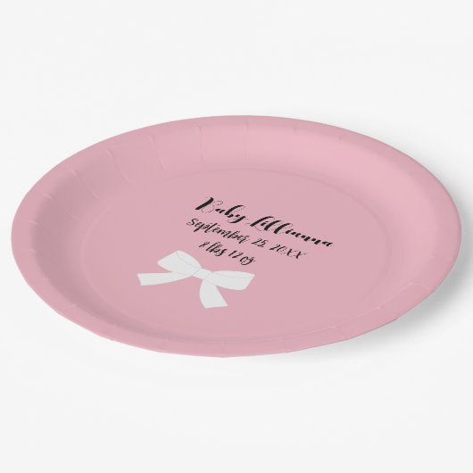 ベビーピンクシャワーそのAガールパーティー紙プレート ペーパープレート (アングル)
