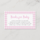 ベビーピンクジンガム赤ちゃんシャワー用の本 エンクロージャーカード (正面)