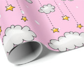 ベビーピンクスイスドットアンドスターズ ラッピングペーパー (ロールコーナー)