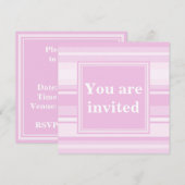 ベビーピンクストライプの招待 招待状 (正面/裏面)