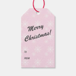 ベビーピンクスノーフレークプリントメリークリスマス ギフトタグ