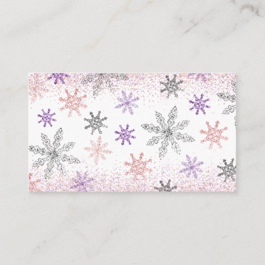 ベビーピンクスノーフレーク赤ちゃんシャワーグリッター用の本 エンクロージャーカード (裏面)