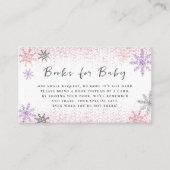 ベビーピンクスノーフレーク赤ちゃんシャワーグリッター用の本 エンクロージャーカード (正面)