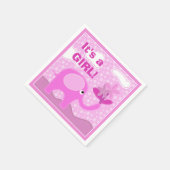 ベビーピンクゾウ女の子ベビーシャワー スタンダードカクテルナプキン (角)