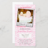 ベビーピンクダマスクギンガムサンキュー サンキューカード (正面/裏面)