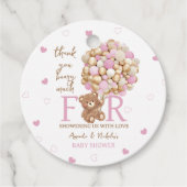 ベビーピンクテディベアガールシャワーサンキュー フェイバータグ (正面)
