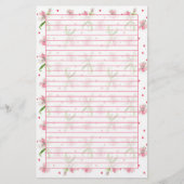 ベビーピンクディアンサス水彩花が並んだ 便箋 (正面)