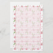 ベビーピンクディアンサス水彩花が並んだ 便箋 (正面/裏面)