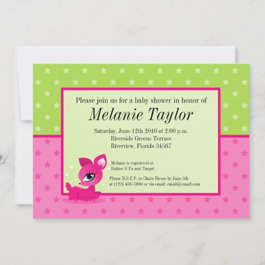 ベビーピンクデリーオンピンク&ライム 招待状 (正面)