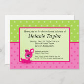 ベビーピンクデリーオンピンク&ライム 招待状 (正面/裏面)