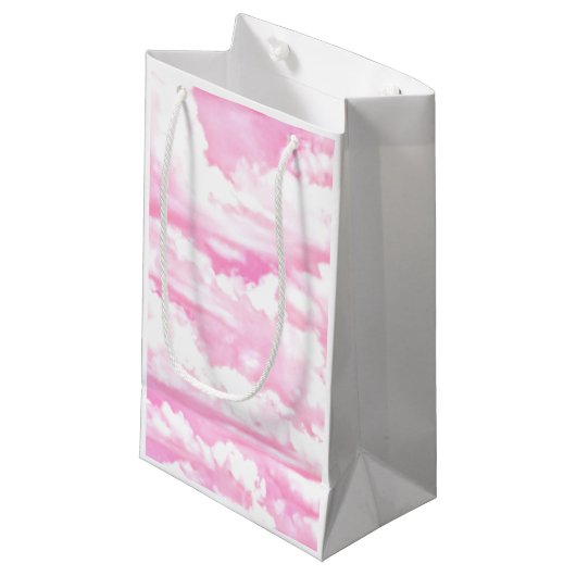 ベビーピンクハッピークラウドバックグラウンド スモールペーパーバッグ (正面アングル)