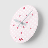 ベビーピンクハート名前をカスタムするガールズキッズルームデコール ラウンド壁時計 (傾斜)