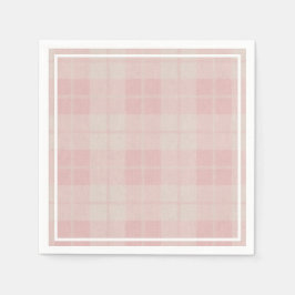 ベビーピンクバッファロープレイドバーラップ スタンダードカクテルナプキン