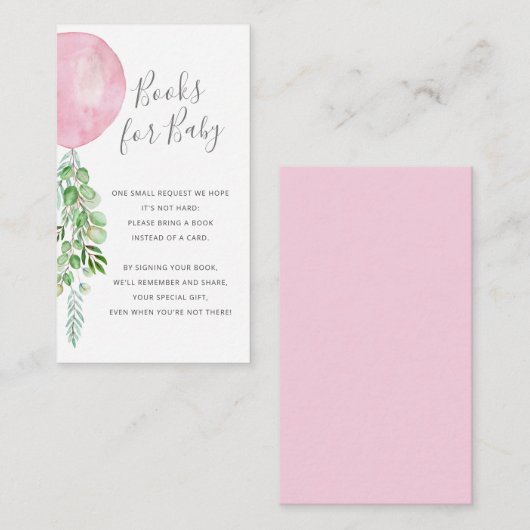 ベビーピンクバルーンユーカリ用ブック エンクロージャーカード (正面/裏面)
