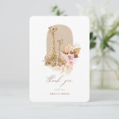 ベビーピンクパンパスグラスギラフェベビーシャワー サンキューカード (スタンド正面)