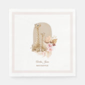 ベビーピンクパンパスグラスギラフェベビーシャワー スタンダードランチョンナプキン (正面)