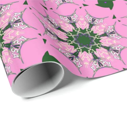 ベビーピンクパープルシェードのモノグラム ラッピングペーパー (ロールコーナー)