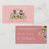 ベビーピンクヒマワリドッグウォーカー猫グルーミングペット 名刺 (正面/裏面)