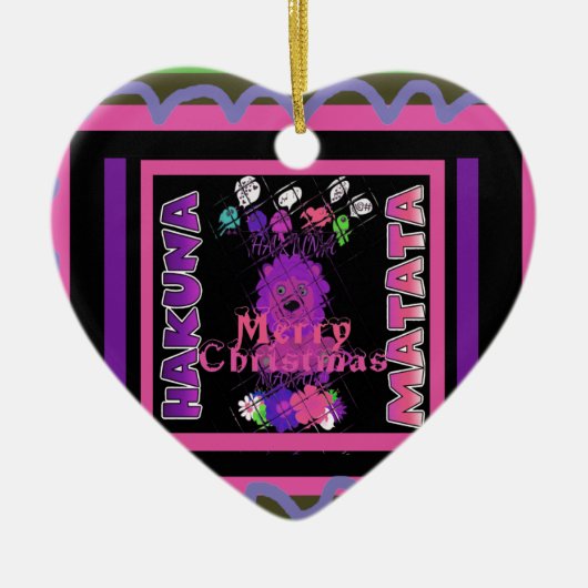 ベビーピンクビューティフルメリークリスマスハクナマタタ セラミックオーナメント (正面)