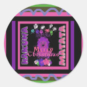 ベビーピンクビューティフルメリークリスマスハクナマタタ ラウンドシール (正面)