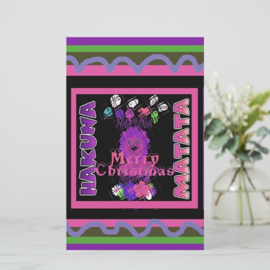 ベビーピンクビューティフルメリークリスマスハクナマタタ 便箋 (スタンド正面)