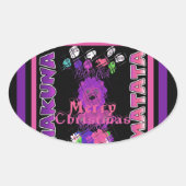 ベビーピンクビューティフルメリークリスマスハクナマタタ 楕円形シール (正面)