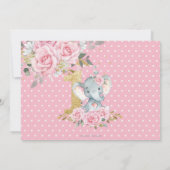 ベビーピンクフローラゾウ1歳の誕生日の写真 招待状 (裏面)