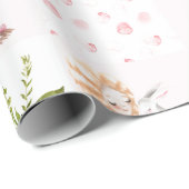 ベビーピンクフローラ動物キルト子供部屋パターン ラッピングペーパー (ロールコーナー)
