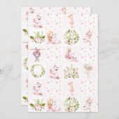 ベビーピンクフローラ動物キルト子供部屋パターン 案内状 (正面/裏面)