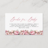 ベビーピンクフローラ牡丹ベビーシャワー用の本 エンクロージャーカード (正面)