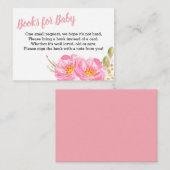 ベビーピンクフローラ赤ちゃんシャワー用の本 エンクロージャーカード (正面/裏面)