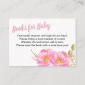 ベビーピンクフローラ赤ちゃんシャワー用の本 エンクロージャーカード (正面)
