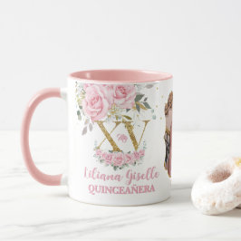 ベビーピンクフローラXV QUINCEAENERA Quince 15写真 マグカップ