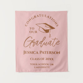 ベビーピンクブラウン卒業おめでとう タペストリー